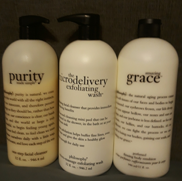 PHILOSOPHY BUNDLE 32 OZ SIZE SOME WITH PUMP.